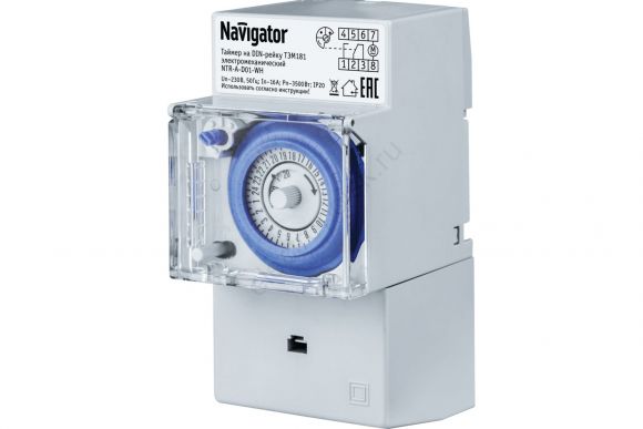 Таймер Navigator 61 560 NTR-A-D01-GR на DIN-рейку электромех.