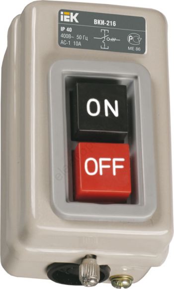 Выключатель кнопочный ВКИ-230 трехполюсный 16А IP40 230/400В