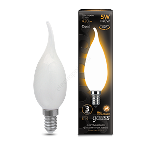 Лампа светодиодная LED 5 Вт 420 Лм 2700К теплая Е14 Свеча на ветру milky Filament Gauss (104201105)