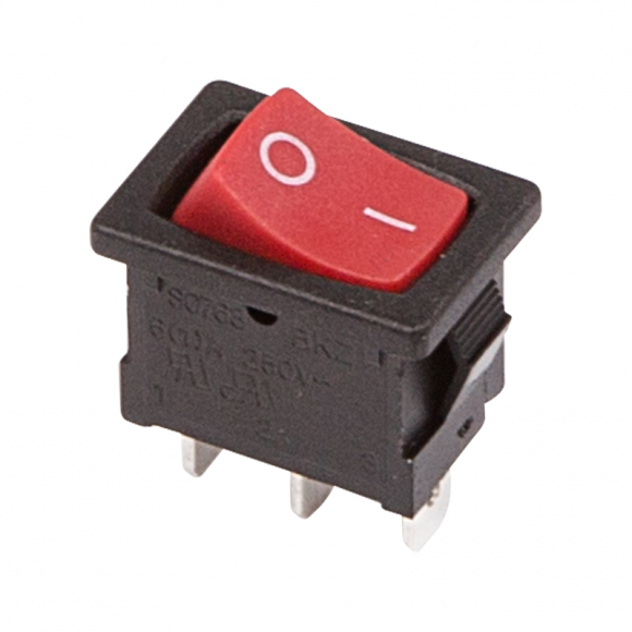 Выключатель клавишный 250V 6А (3с) ON-ON красный  Mini  REXANT