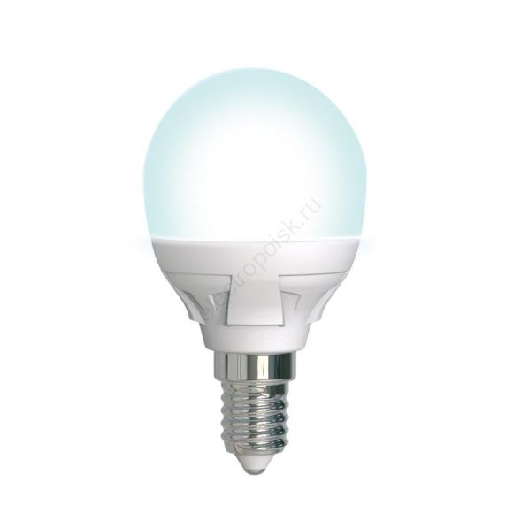 LED-G45 7W/4000K/E14/FR/DIM PLP01WH Лампа светодиодная, диммируемая. Форма «шар», матовая. Серия Яркая. Белый свет (4000K). Картон. ТМ Uniel. (UL-00004300)