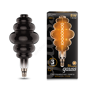 Лампа светодиодная LED 8 Вт 380 Лм 2700К теплая Е27 Honeycomb gray flexible Filament Gauss (159802008)