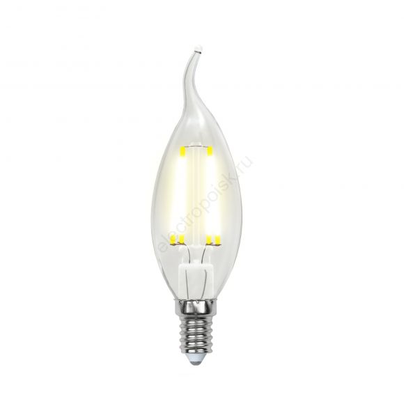 LED-CW35-6W/NW/E14/CL GLA01TR Лампа светодиодная. Форма ''свеча на ветру'', прозрачная. Серия Air. Белый свет (4000K). Картон. ТМ Uniel (UL-00002229)