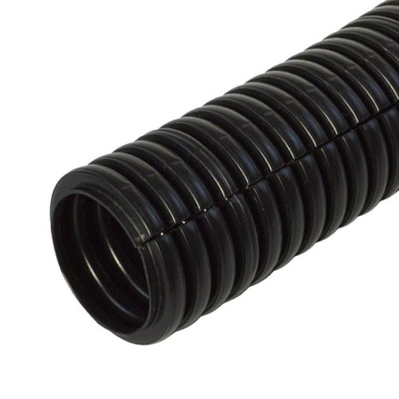 Труба гофрированная ПП лёгкая 350 Н безгалогенная (HF) разрезная черная d20 мм (100м/4800м уп/пал)