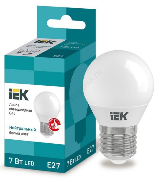 Лампа светодиодная LED 7вт E27 белый матовый шар ECO (LLE-G45-7-230-40-E27)
