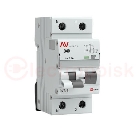 Автомат дифференциальный DVA-6 1P+N 40А (B) 300мА (A) 6кА AVERES