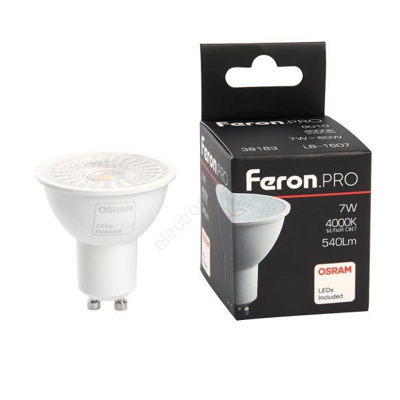 Лампа светодиодная LED 7вт 230в GU10 белый с линзой 110 гр. Feron.PRO (38183)