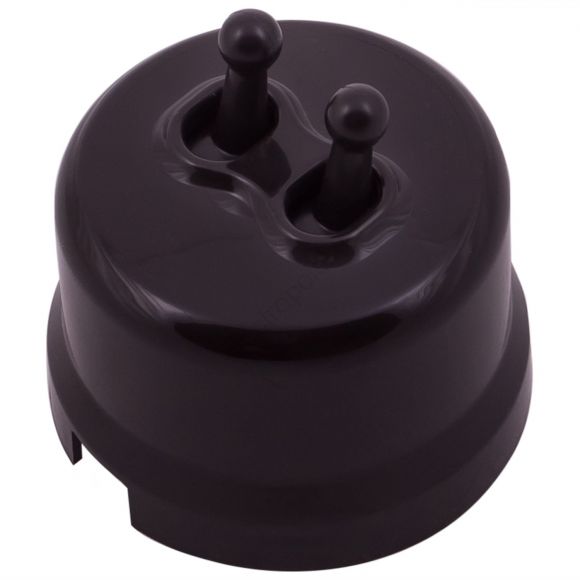Кнопка (двухтумблерная), пластик, цвет Коричневый B1-232-22-PB