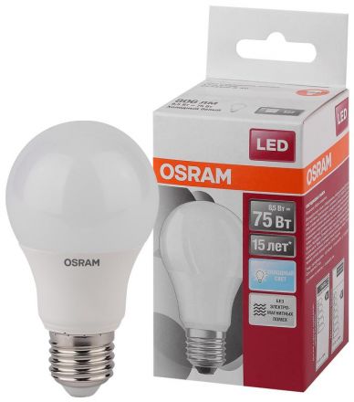 Лампа светодиодная LED 8.5Вт E27 LS CLA75 FR дневная матовая Osram