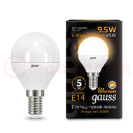 Лампа светодиодная LED 9.5 Вт 890 Лм 3000К теплая Е14 Шар Black Gauss Лампа светодиодная LED 9.5 Вт 890 Лм 3000К теплая Е14 Шар Black Gauss