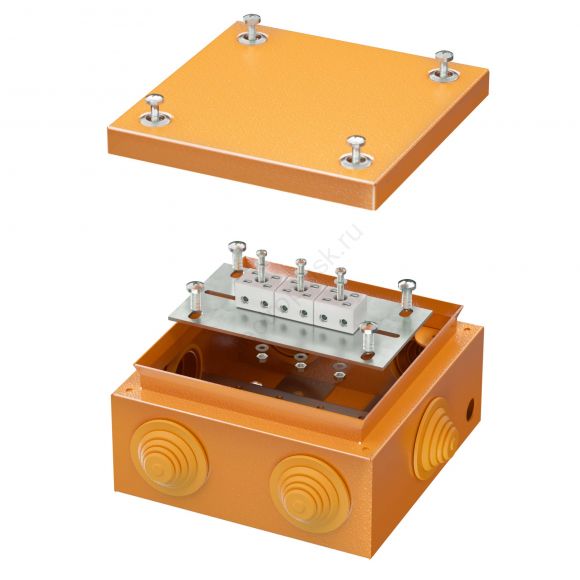 Коробка стальная FS с кабельными вводами и клеммниками IP55 150х150х80мм 6р  450V 6A  4мм.кв. (FSB31604)