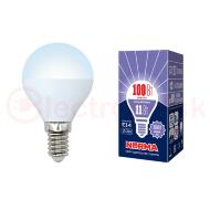 Лампа светодиодная LED-G45-11W/DW/E14/FR/NR Форма шар, матовая. Серия Norma. Дневной белый свет (6500K). Картон. ТМ Volpe Лампа светодиодная LED-G45-11W/DW/E14/FR/NR Форма шар, матовая. Серия Norma. Дневной белый свет (6500K). Картон. ТМ Volpe