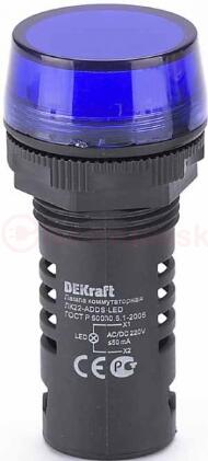 Лампа коммутаторная ADDS d22 мм LED синий 220В AC/DC ЛK-22 DEKraft Лампа коммутаторная ADDS d22 мм LED синий 220В AC/DC ЛK-22 DEKraft