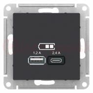 РОЗЕТКА USB ATLASDESIGN A+С, 5В/2,4А, 2х5В/1,2 А, механизм, КАРБОН РОЗЕТКА USB ATLASDESIGN A+С, 5В/2,4А, 2х5В/1,2 А, механизм, КАРБОН