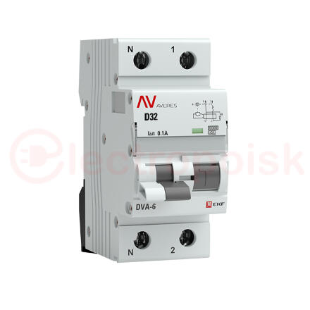 Автомат дифференциальный DVA-6 1P+N 32А (D) 100мА (A) 6кА AVERES