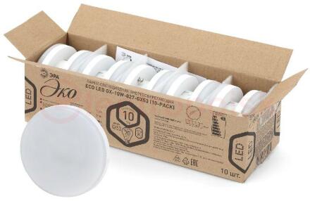Лампа светодиодная ECO LED GX-10W-840-GX53 (10-PACK) (диод  таблетка  10Вт  нейтр  GX53) (10/100/4800) ЭРА Лампа светодиодная ECO LED GX-10W-840-GX53 (10-PACK) (диод  таблетка  10Вт  нейтр  GX53) (10/100/4800) ЭРА