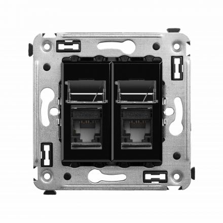 Avanti Розетка RJ-45 в стену, 5e двойная,Черный    квадрат