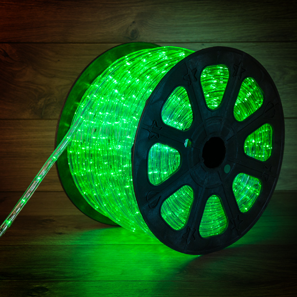 Дюралайт профессиональный светодиодный свечение с динамикой (3W) зеленый 220В d13мм (бухта 100м)
