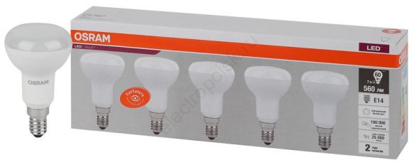 Лампа светодиодная LED 7 Вт E14 4000К 560Лм гриб 220 В (замена 60Вт) OSRAM (4058075583962)