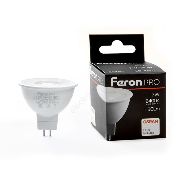 Лампа светодиодная LED 7вт 230в G5.3 дневной с линзой 110 гр. Feron.PRO (38187)
