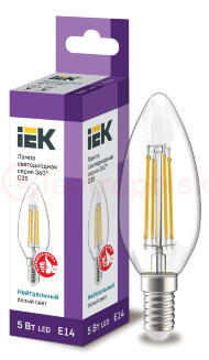 Лампа светодиодная LED 5вт Е14 белый свеча FILAMENT Лампа светодиодная LED 5вт Е14 белый свеча FILAMENT