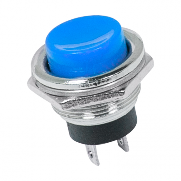 Выключатель-кнопка  металл 250V 2А (2с) (ON)-OFF  ?16.2  синяя  REXANT