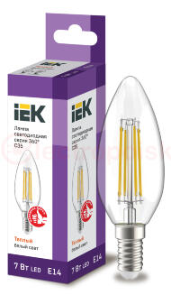 Лампа светодиодная LED 7вт Е14 теплый свеча FILAMENT Лампа светодиодная LED 7вт Е14 теплый свеча FILAMENT