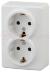 Розетка 2х2P+E Schuko со шторками, 16A-250В, ОУ, Эра Эксперт, белый, 11-2206-01