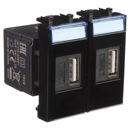 Avanti USB зарядное устройство ''Черный квадрат'', 2.1А, 2 модульное