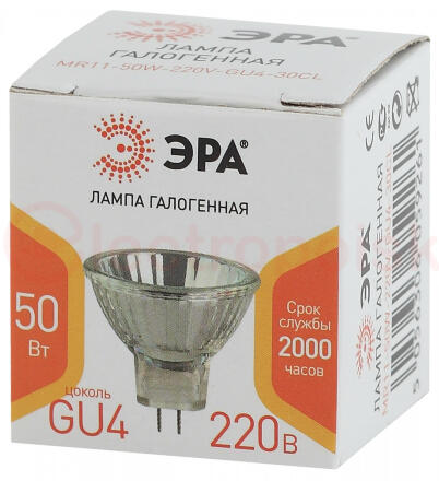 Лампа светодиодная GU4-MR11-50W-220V-30 CL (галоген софит 50Вт нейтр GU4) (10/300/12000)