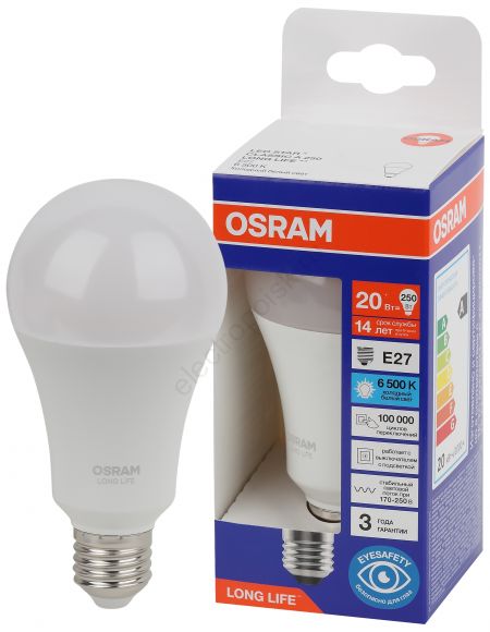 Лампа светодиодная LED 20Вт Е27 6500К 2452Лм груша 220В (замена 250Вт) OSRAM