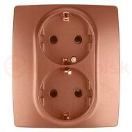 Розетка 2X2P+E Schuko со шторками, 16A-250В, Эра12, медь, 12-2104-14 Розетка 2X2P+E Schuko со шторками, 16A-250В, Эра12, медь, 12-2104-14