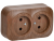 GLORY Розетка двухместная наружная без заземления дуб