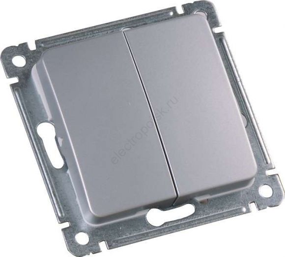 MASTER Выключатель двухклавишный скрытой установки, в рамку, серебро ВС10-451-06