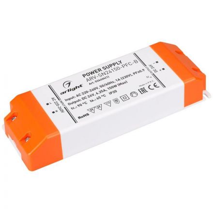 Блок питания ARV-SN24150-PFC-B (24V, 6.25A, 150W) (ARL, IP20 Пластик, 3 года)