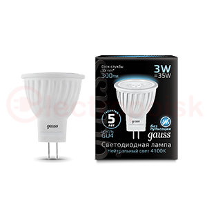 Лампа светодиодная LED 3 Вт 300 Лм 4100К белая GU4 MR11 Black Gauss