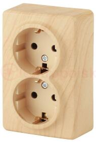 Розетка 2х2P+E Schuko со шторками, 16A-250В, ОУ, Эра Эксперт, сосна, 11-2206-11 Розетка 2х2P+E Schuko со шторками, 16A-250В, ОУ, Эра Эксперт, сосна, 11-2206-11