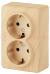 Розетка 2х2P+E Schuko со шторками, 16A-250В, ОУ, Эра Эксперт, сосна, 11-2206-11