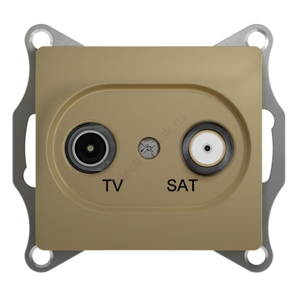 GLOSSA Розетка телевизионная TV-SAT одиночная в рамку 1дБ титан GSL000497
