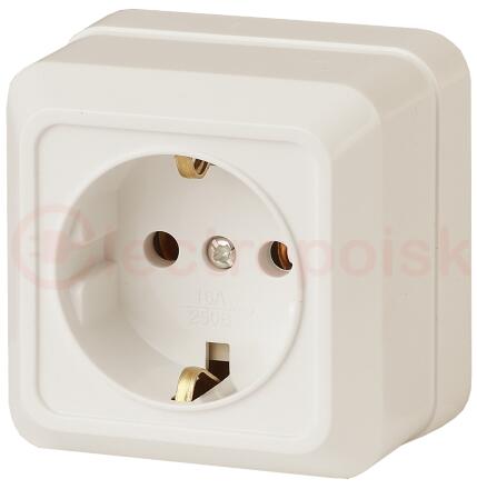 Розетка Intro Quadro 2-202-02 с заземлением 2P+E Schuko, 16А-250В, IP20, ОУ, слоновая кость