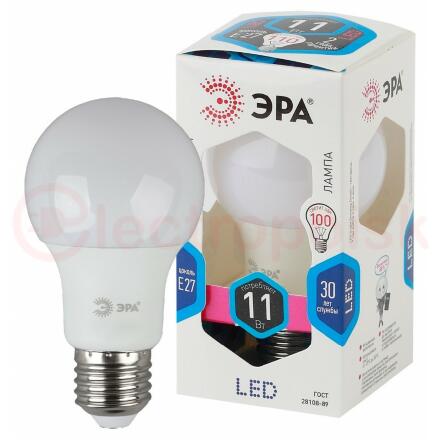 Лампа светодиодная LED A60-11W-840-E27 ЭРА (диод, груша, 11Вт, нейт, Е27)