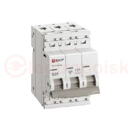 Автоматический выключатель ВА 47-63N MA 3P 20А (D) 6кА без теплового расцепителя PROXIMA