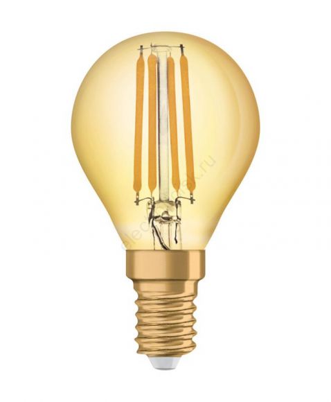 Лампа светодиодная филаментная LED 4Вт Е14 2400K 410лм шар золото 230V FIL CL Р (замена 35Вт) OSRAM Vintage 1906 (4058075293496)