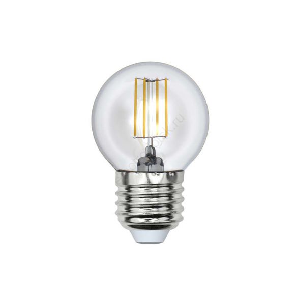 Лампа светодиодная LED 5вт 200-250В шар диммируемый 450Лм Е27 3000К Uniel Air филамент (UL-00002868)