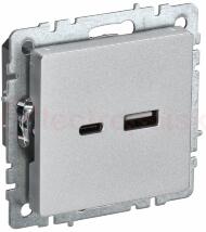 BRITE Роз. USB A+C 18Вт РЮ11-1-БрА алюм. IEK BRITE Роз. USB A+C 18Вт РЮ11-1-БрА алюм. IEK