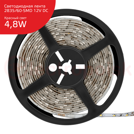 Лента светодиодная LEDх60/м 5м 4.8w/м 12в.IP66 красный Elementary Gauss