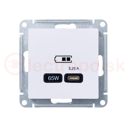 ATLASDESIGN USB РОЗЕТКА тип-C 65W высокоскор.заряд. QC, PD, механизм, БЕЛЫЙ ATLASDESIGN USB РОЗЕТКА тип-C 65W высокоскор.заряд. QC, PD, механизм, БЕЛЫЙ
