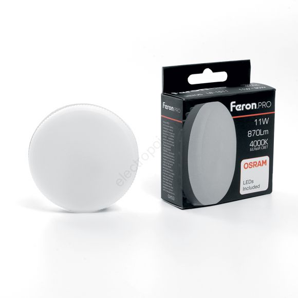 Лампа светодиодная LED 11вт GX53 белый таблетка Feron.PRO (38206)