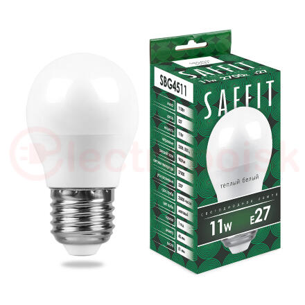 Лампа светодиодная LED 11вт Е27 теплый матовый шар