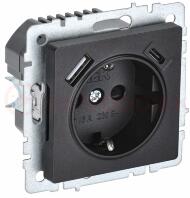 BRITE Роз. с з/к/ш 16А с USB A+C 18Вт РЮш11-1-БрЧ черн. IEK BRITE Роз. с з/к/ш 16А с USB A+C 18Вт РЮш11-1-БрЧ черн. IEK